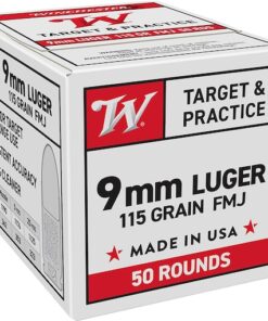 Winchester Target & Practice 9mm Luger Ammo 115 Grain Full Metal Jacket [50 ROUNDS]