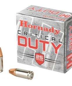 Hornady Critical Duty FlexLock 9mm Ammo 135gr 25 Round Box - Nickel Plated Brass Casing